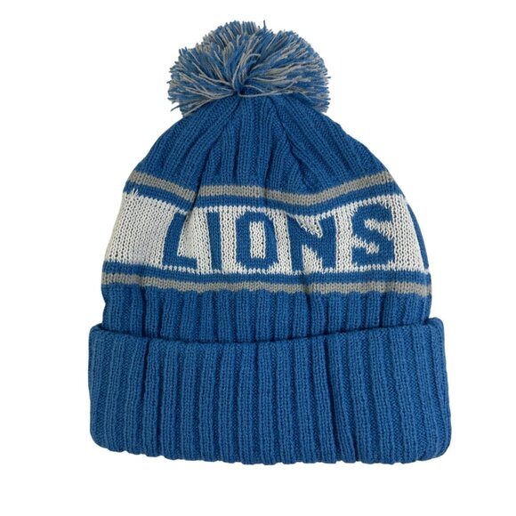 Detroit Lions New Era NFL Pom Knit Hat One Size Fits Most Football Athleisure - Picture 2 of 7